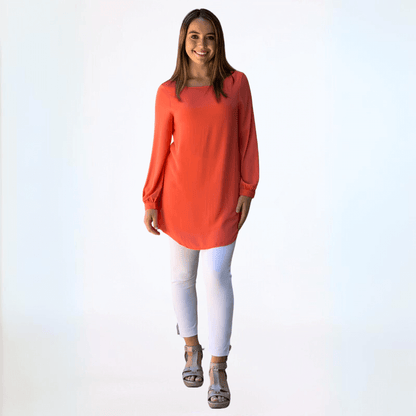 Dressy Front Zip V-Neck Tunic
