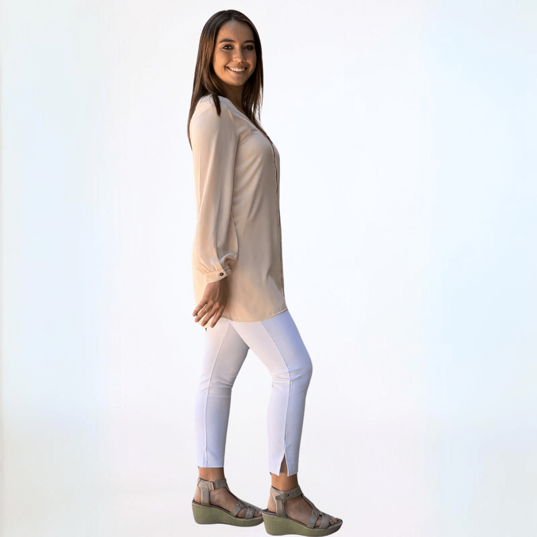 Dressy Front Zip V-Neck Tunic