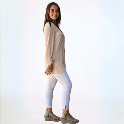 Dressy Front Zip V-Neck Tunic