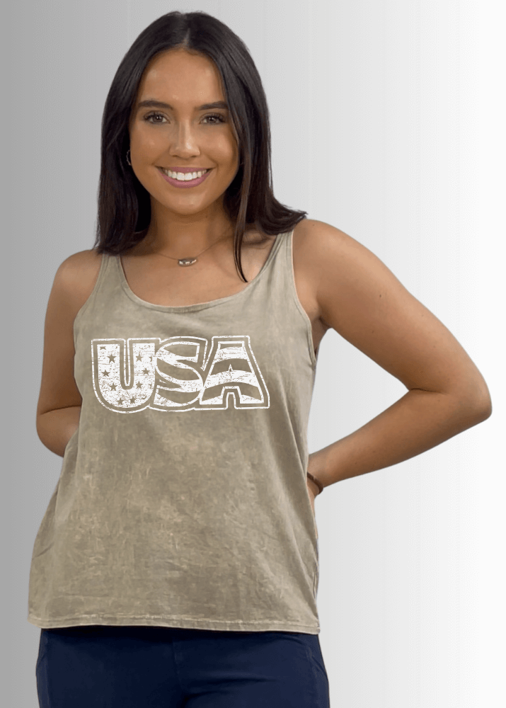 White Distressed USA Patriotic Graphic