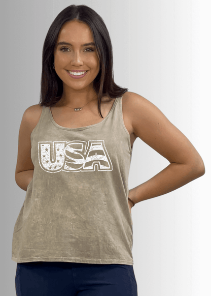 White Distressed USA Patriotic Graphic