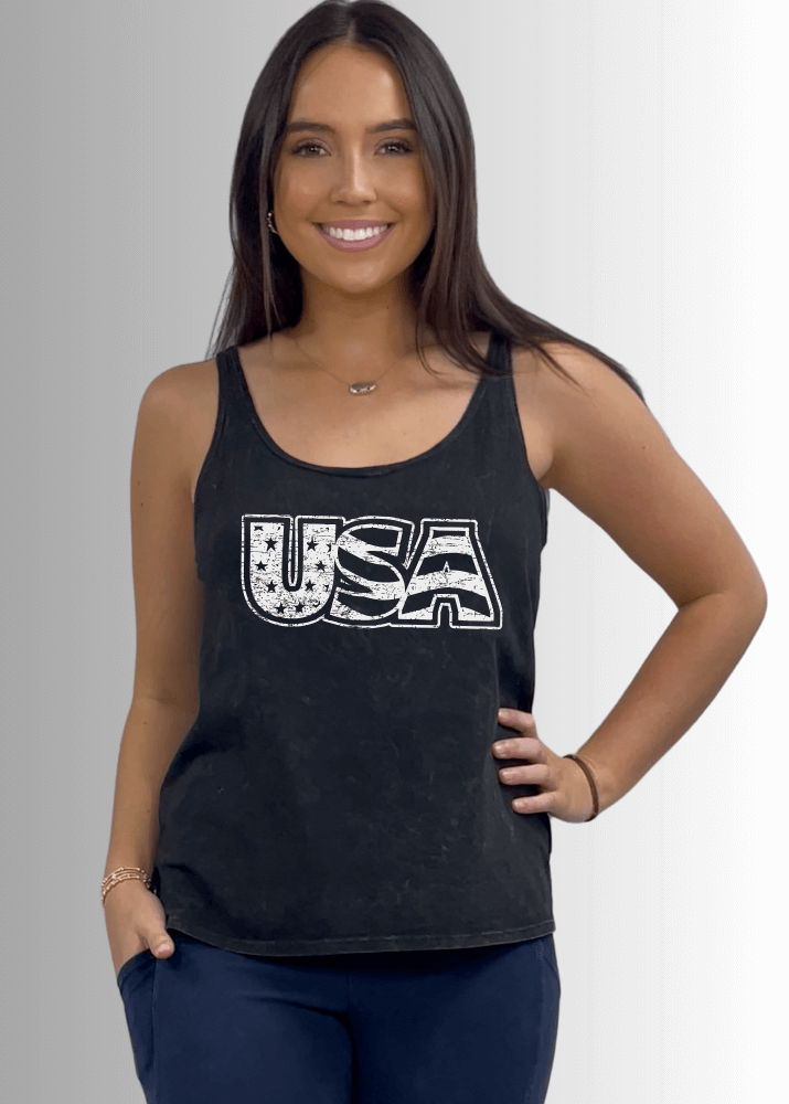 White Distressed USA Patriotic Graphic