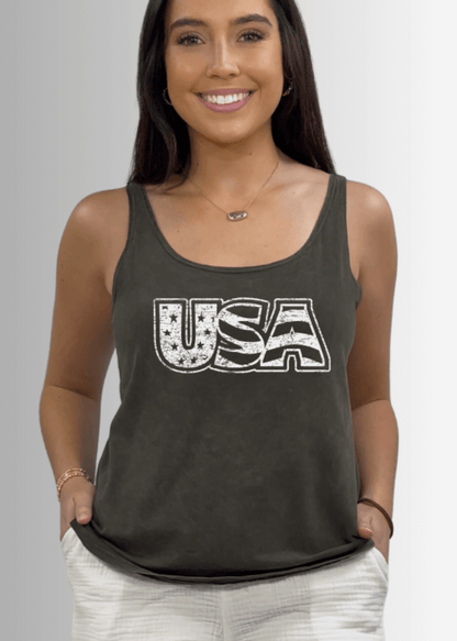 White Distressed USA Patriotic Graphic