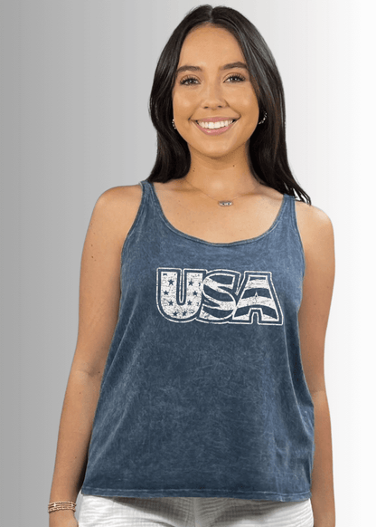 White Distressed USA Patriotic Graphic