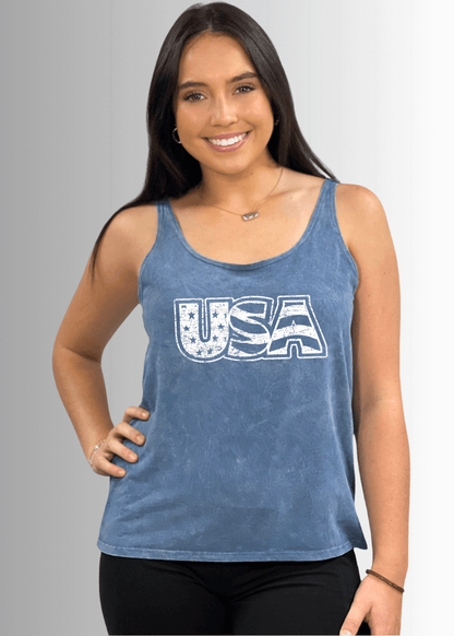 White Distressed USA Patriotic Graphic