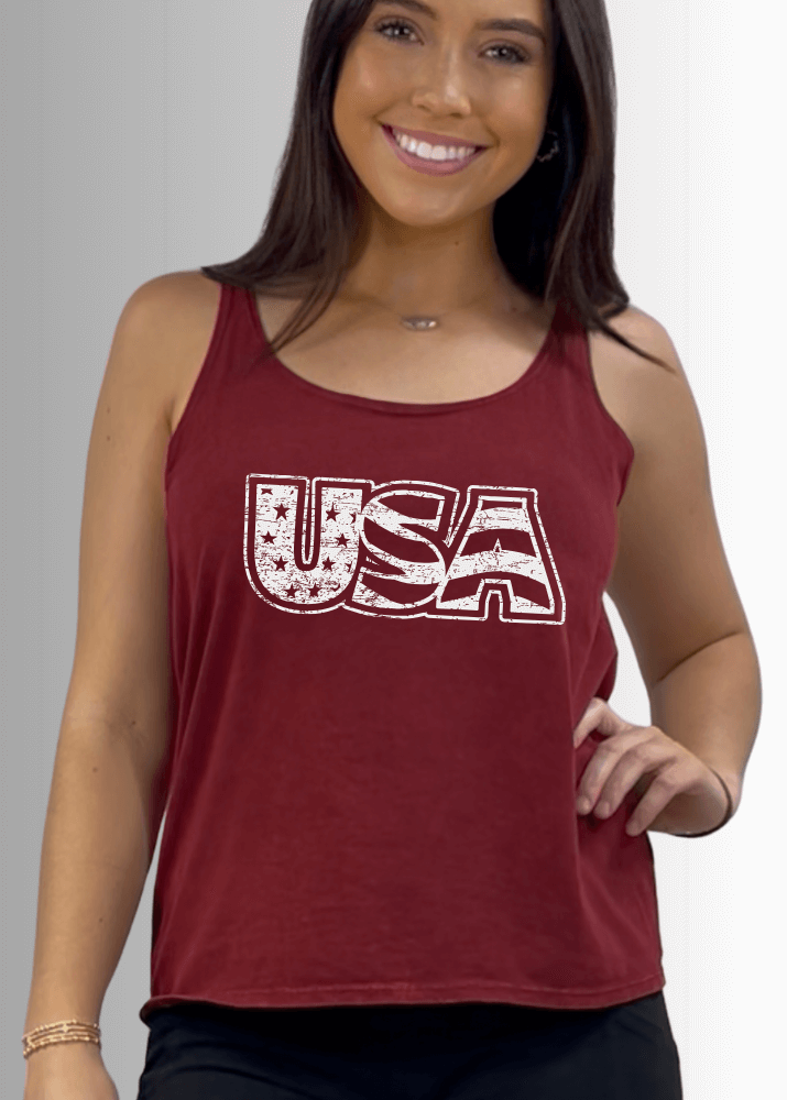 White Distressed USA Patriotic Graphic