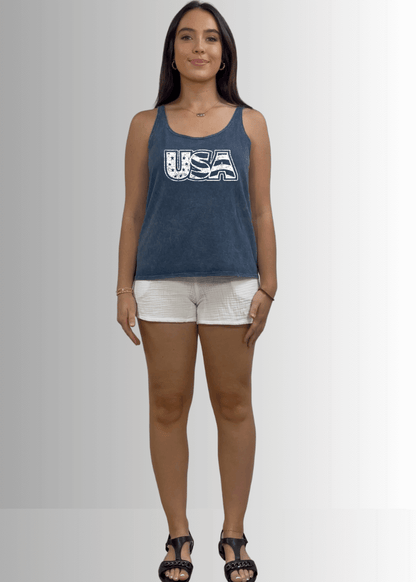 White Distressed USA Patriotic Graphic