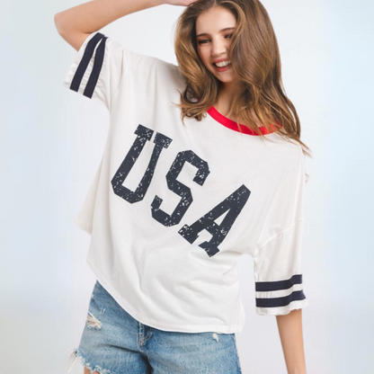 Cotton USA Graphic Raglan T-Shirt Made in USA