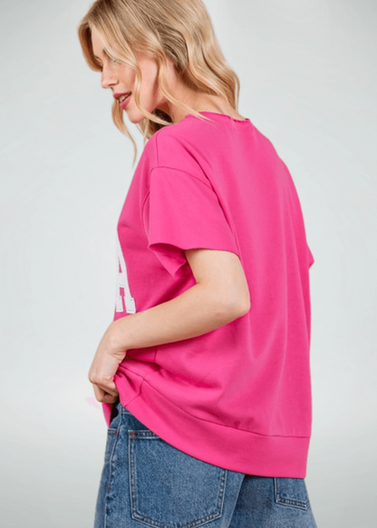 USA Patch Letter Top Pink