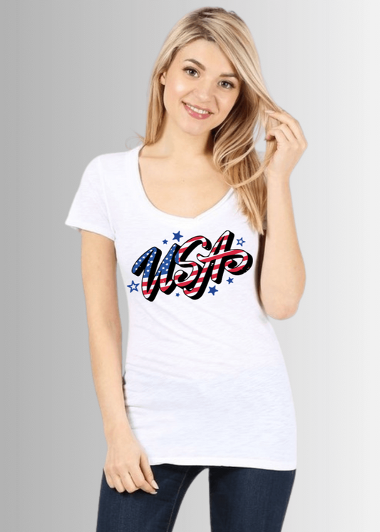 Stars USA Graphic White T-Shirt