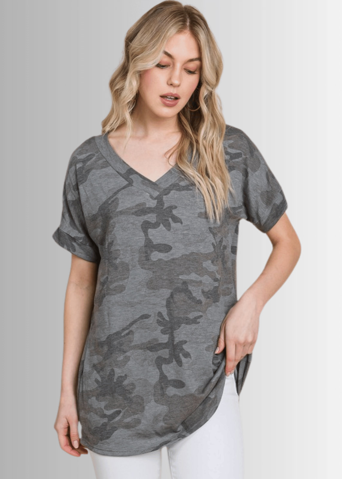 Gray Casual & Soft Camo Tee