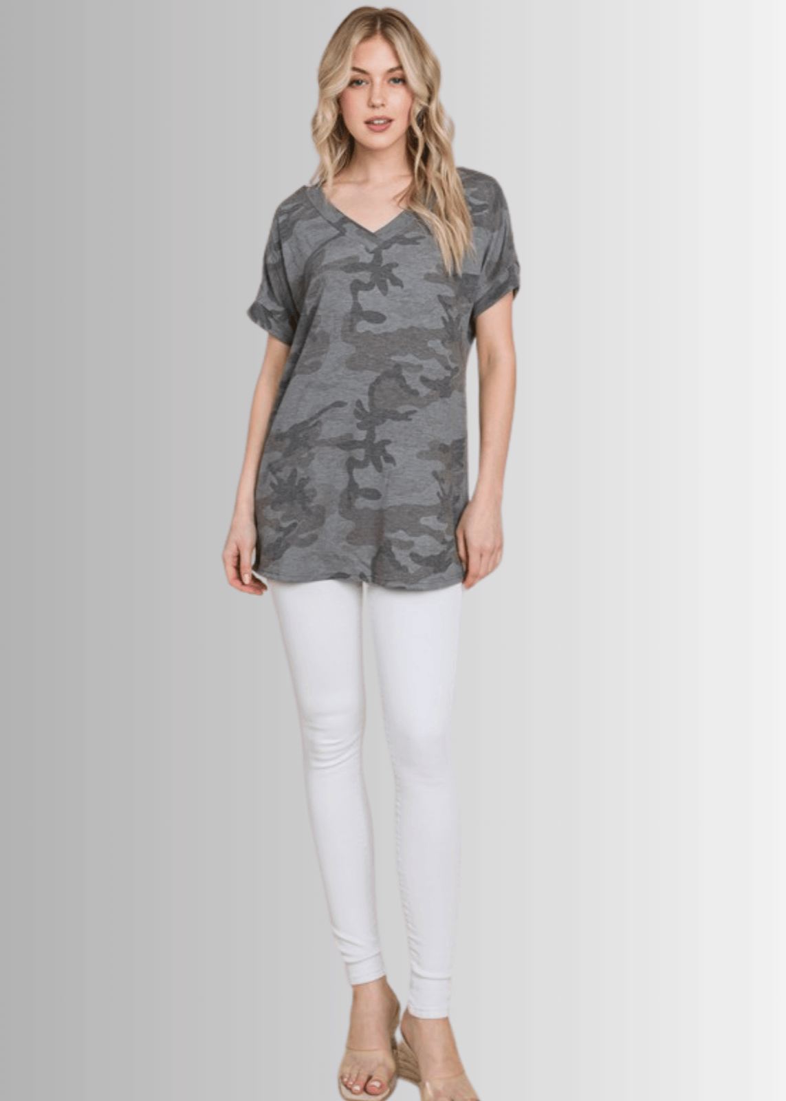 Gray Casual & Soft Camo Tee