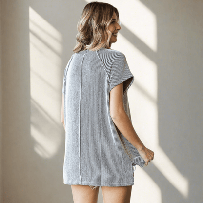 Cute V-Neck Ribbed Top Made in USA