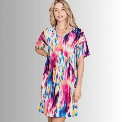 Lily Vivid Colorful Print Dress