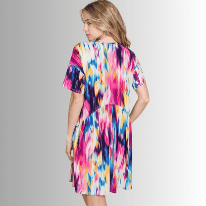 Lily Vivid Colorful Print Dress