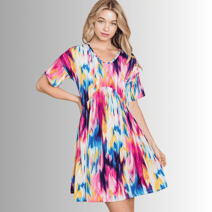 Lily Vivid Colorful Print Dress