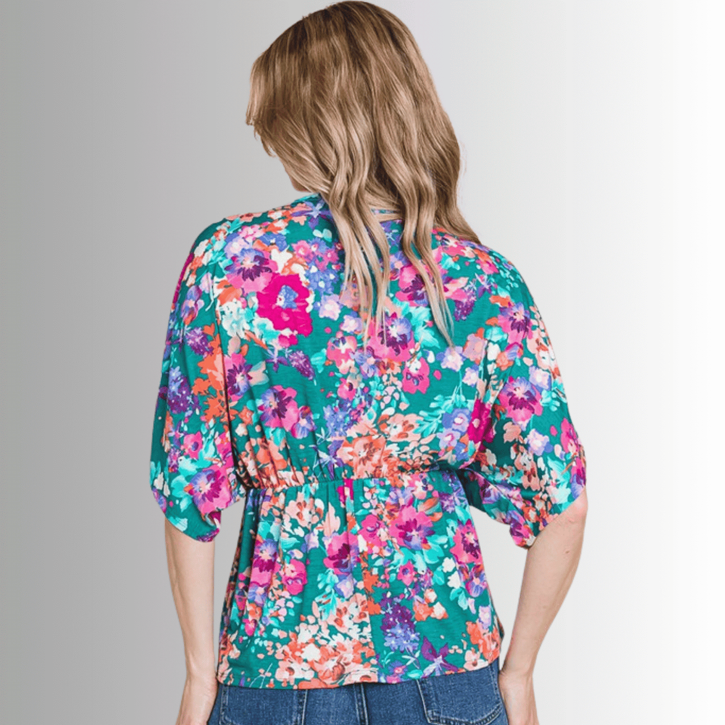 Vivid Floral V-Neck Wrap Top