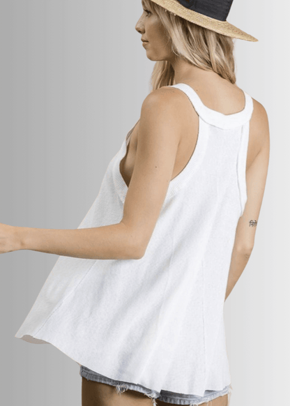 Ribbed Knit Soft and Stretchy Flowy Tank Top