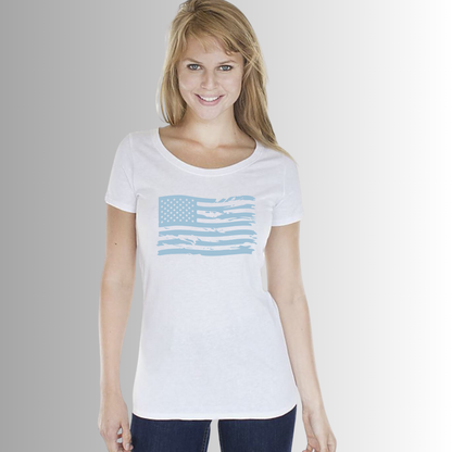 Distressed Flag White Basic Tee