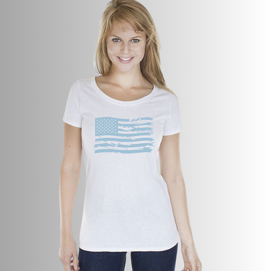 Distressed Flag White Basic Tee