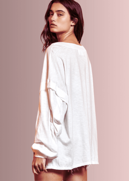 Snap Front Cotton Oversized Casual Top