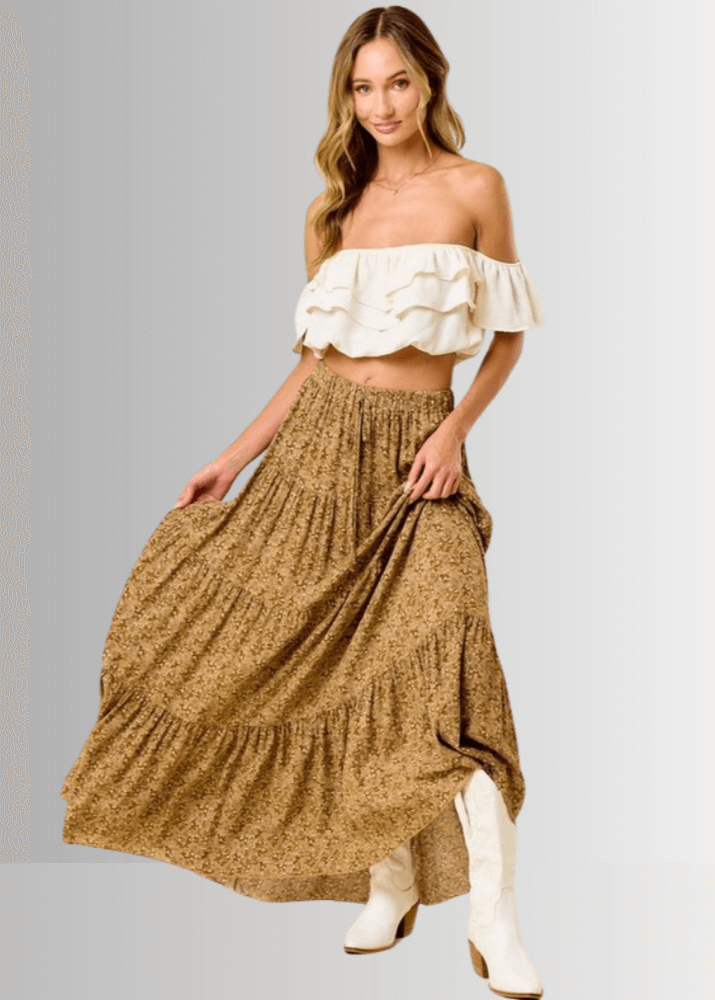 Whitney Floral Tiered Maxi Skirt