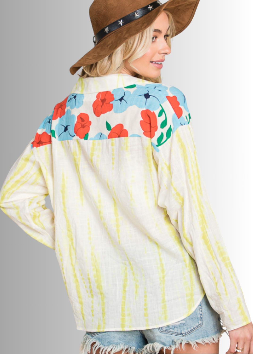 Tropical Twist Cotton Button Down Top
