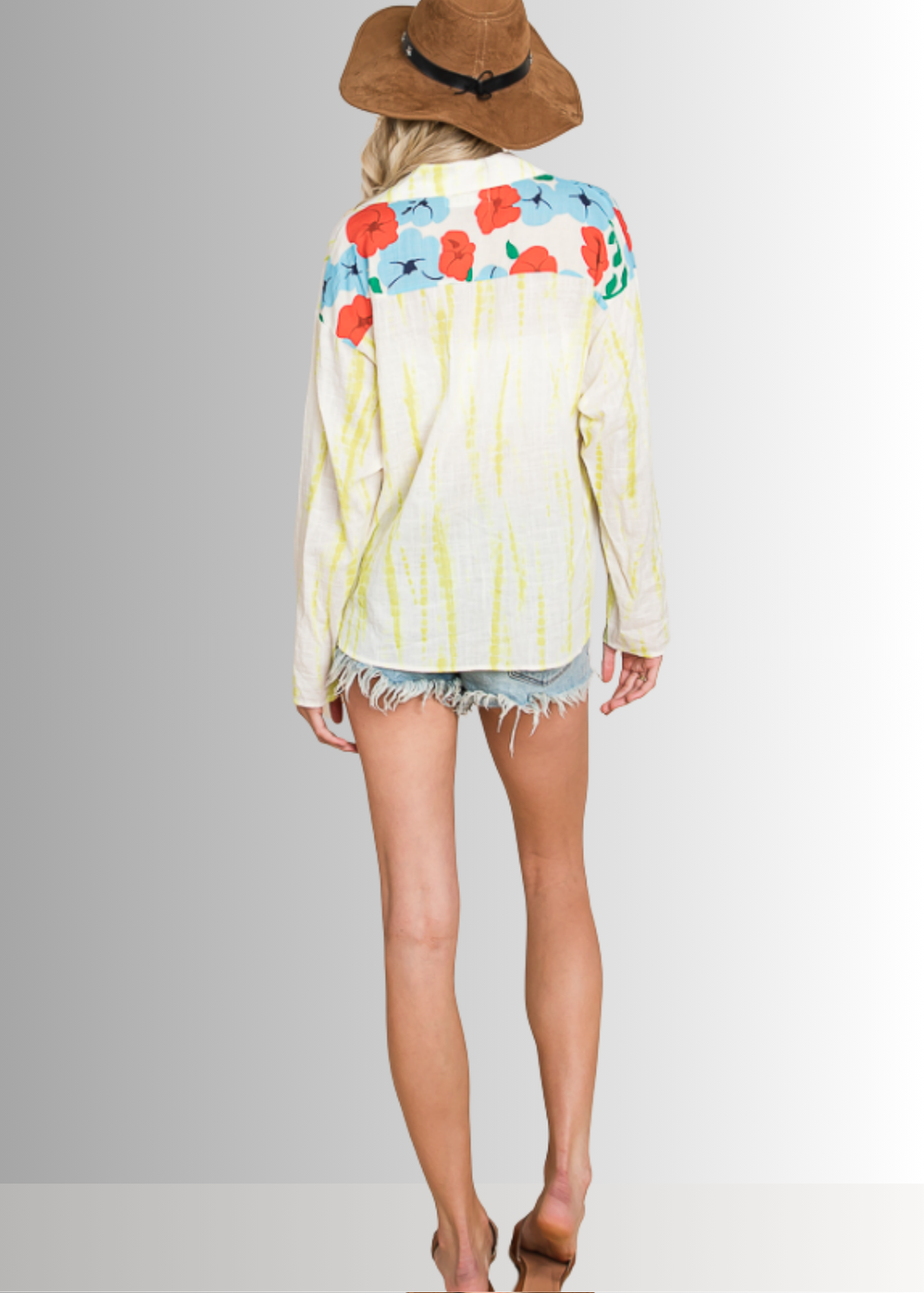 Tropical Twist Cotton Button Down Top