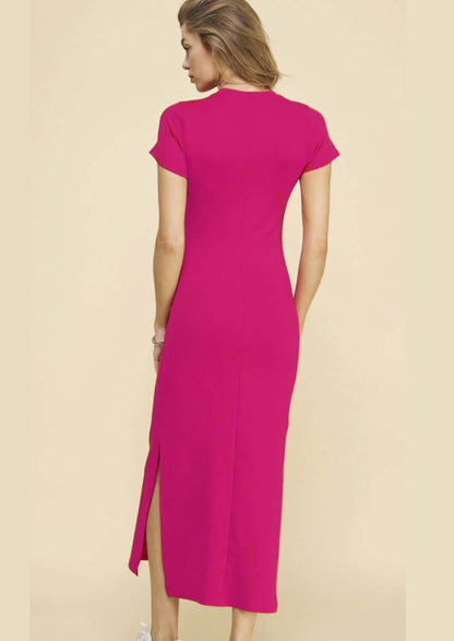 Anastasia Tie Side Dress in Fuchsia