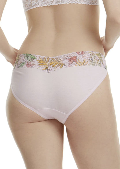 Neon Lights Cotton V-Kini Panty with Lace Trim