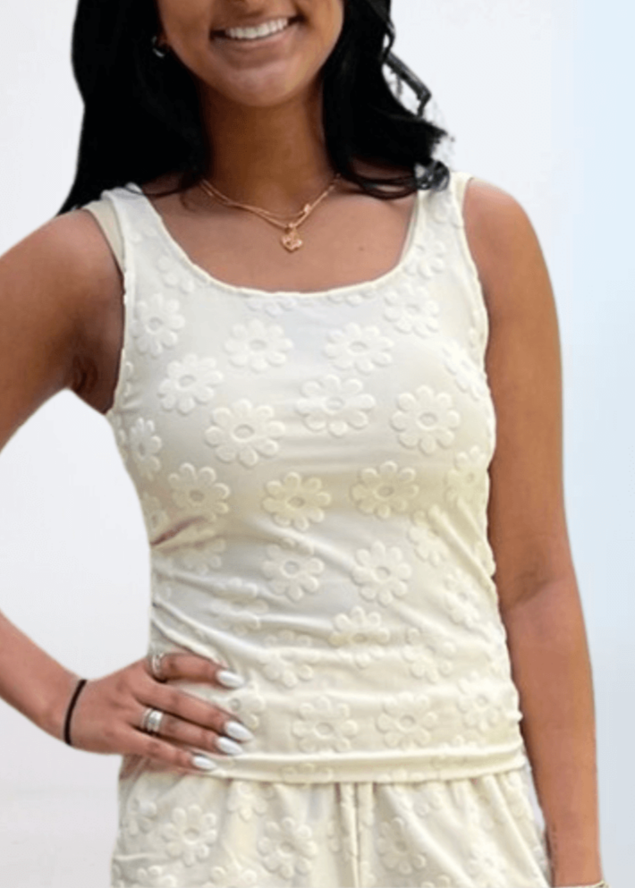 Daisy Embossed Tank Top Made in USA