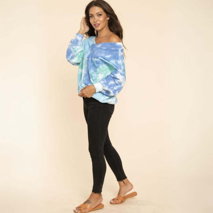 Ocean Tie Dye Double V-Neck Sweatshirt Made in USA