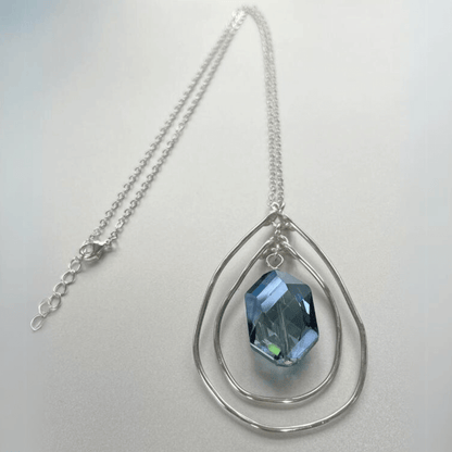 Double Layer Hand Forged Blue Crystal Necklace Made in USA