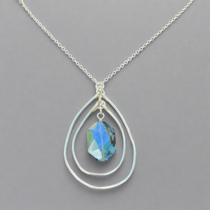 Double Layer Hand Forged Blue Crystal Necklace Made in USA