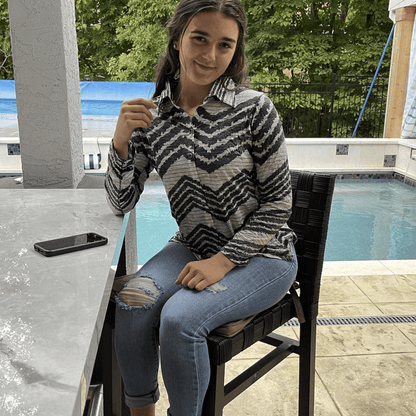 Designer Zig Zag Snap Down Top Made in USA