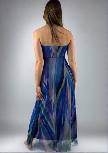 AQUARELLE Long Strapless Flared Empire Dress Made in USA