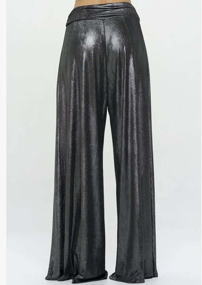 Gunmetal Metallic Palazzo Pants