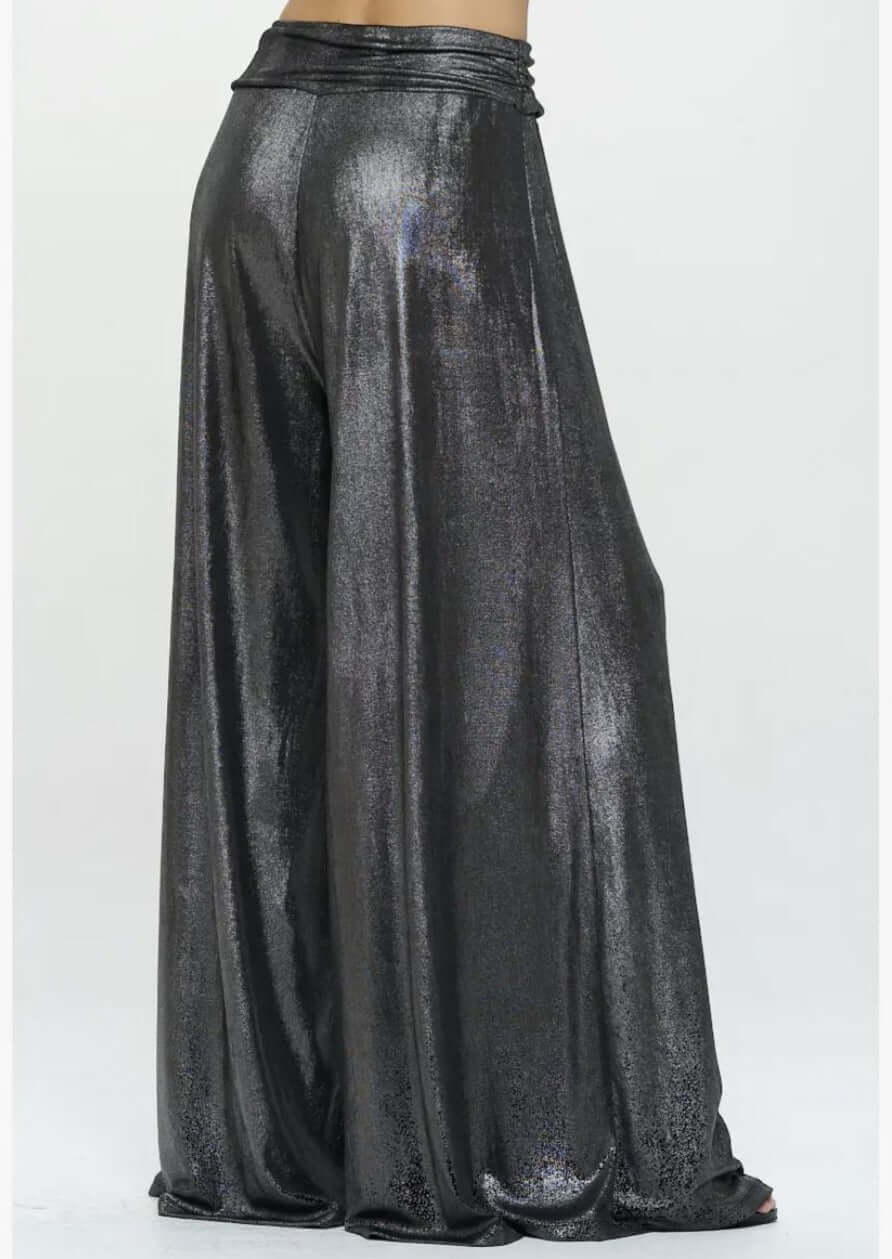 Gunmetal Metallic Palazzo Pants