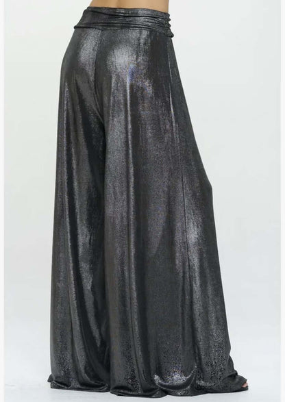 Gunmetal Metallic Palazzo Pants