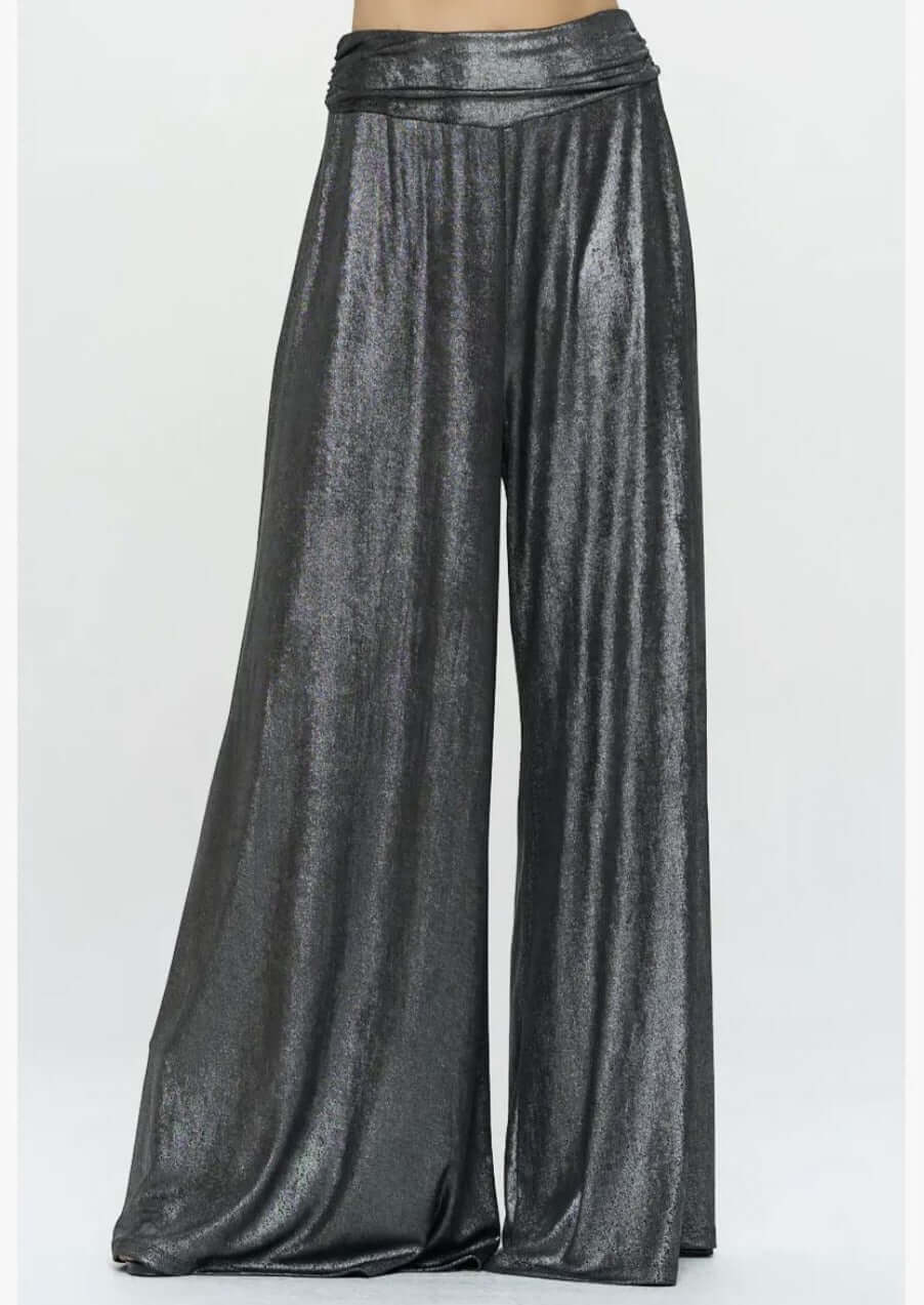 Gunmetal Metallic Palazzo Pants
