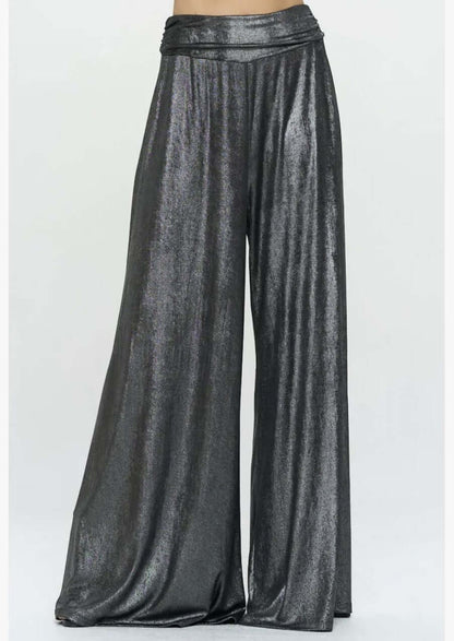 Gunmetal Metallic Palazzo Pants