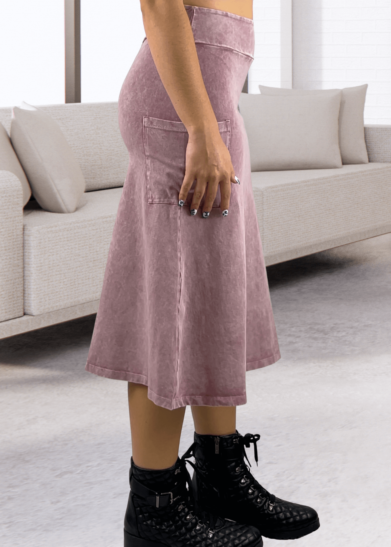 Alyssa Very Versatile Cotton Skirt Black Denim