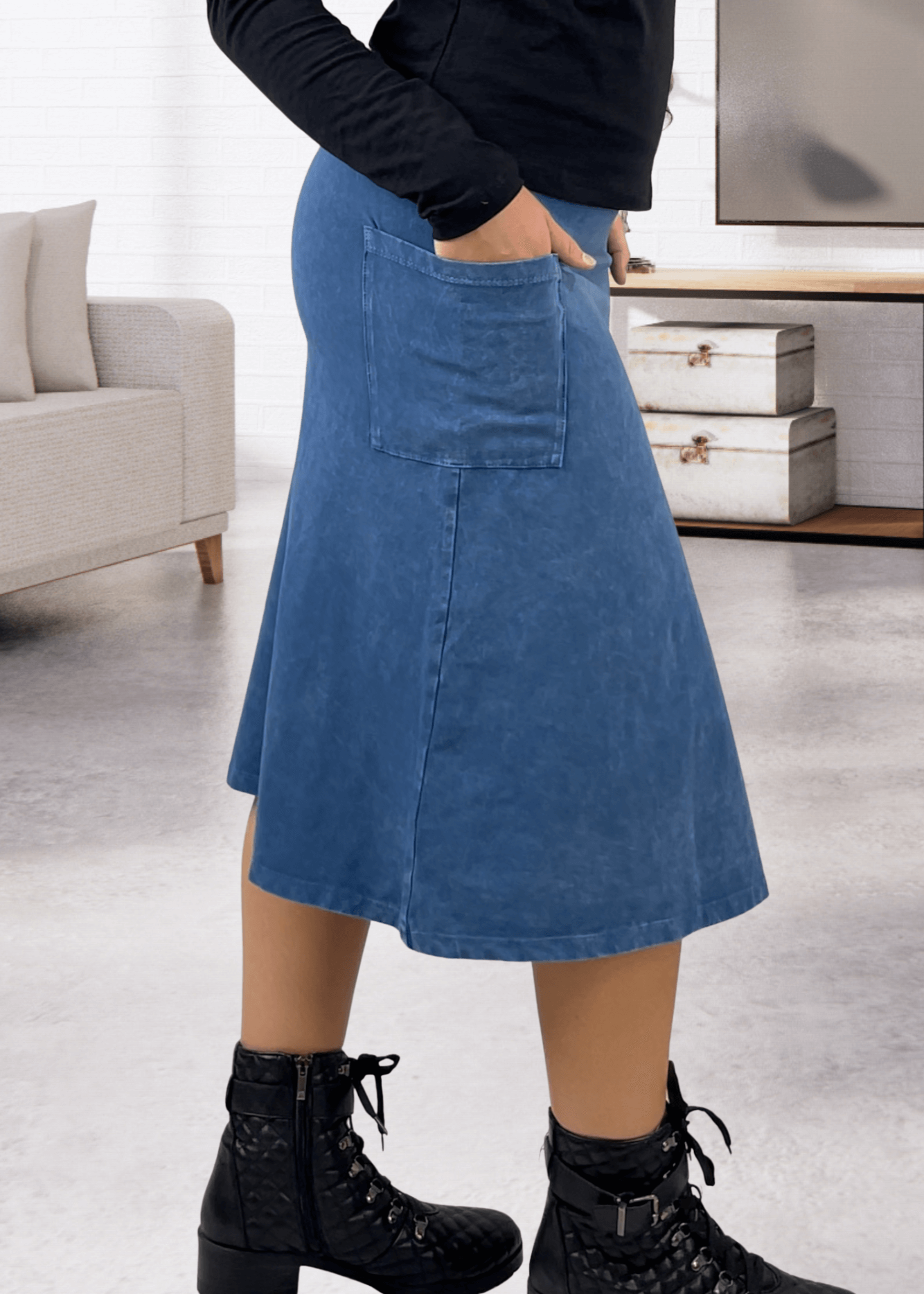 Alyssa Very Versatile Cotton Skirt Light Denim