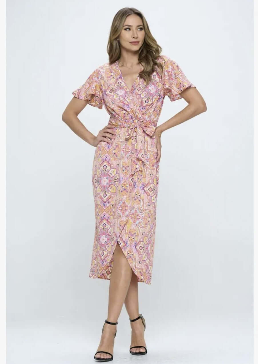 Feminine & Flirty Tulip Hem Wrap Style Dress Made in USA