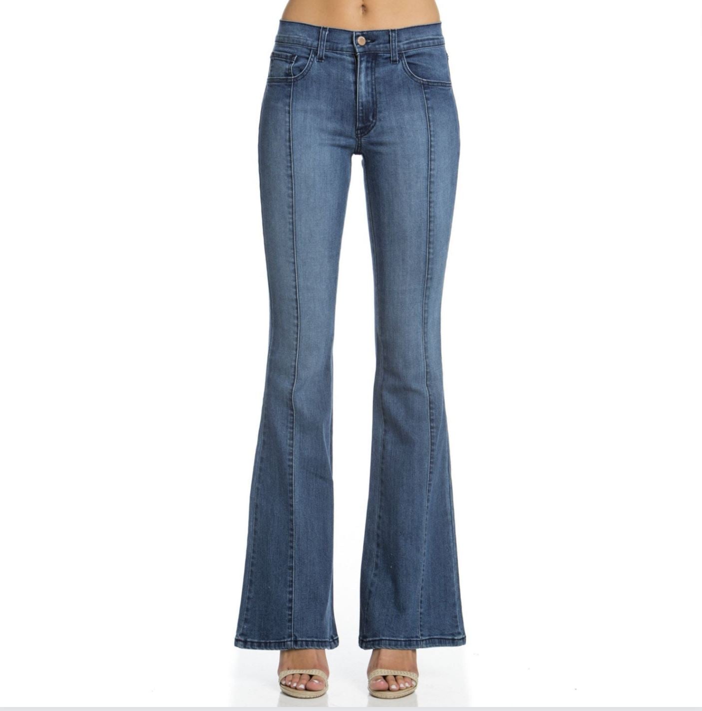 Rumor Has It Front Seam Flared Denim Jeans