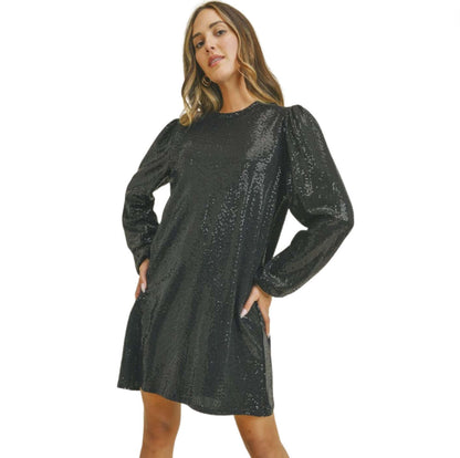 Glam Puff Sleeve Mini Dress Made in USA