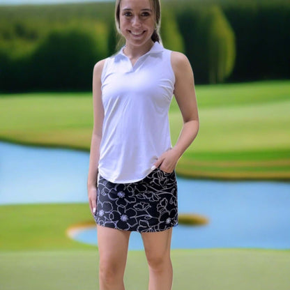 Fairway Skort in Moon Flower Print Made in USA