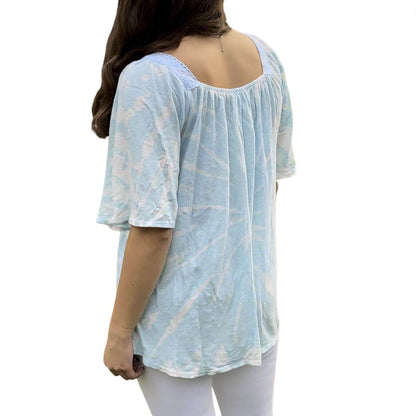 Sky Blue Dyed Square Neck Gauze Top