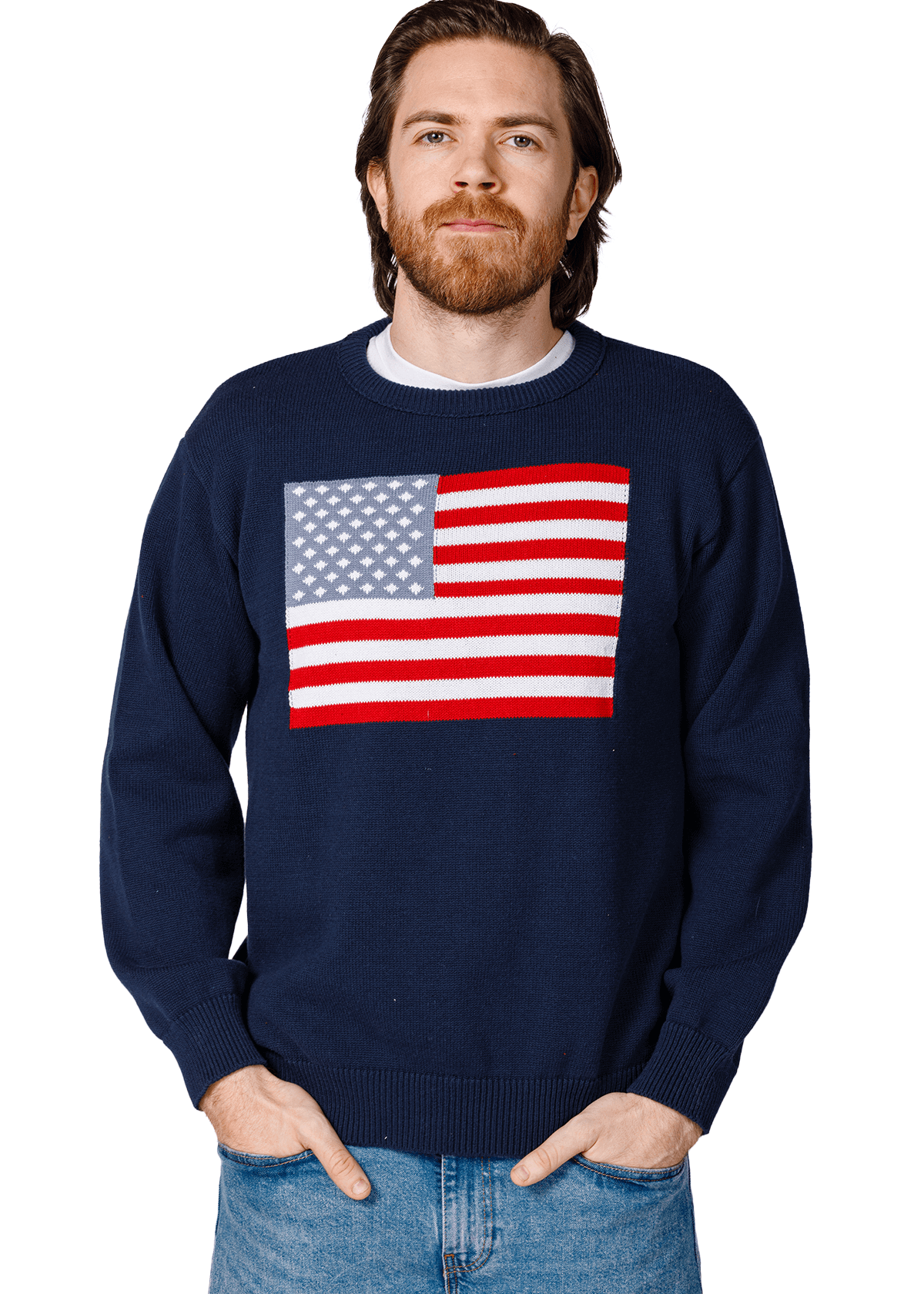 Unisex American Flag Knit Crew
