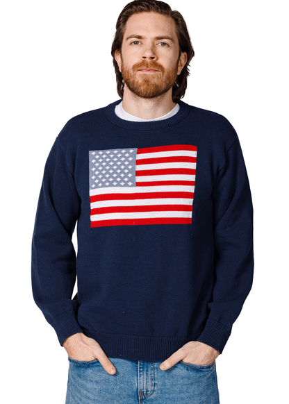 Unisex American Flag Knit Crew
